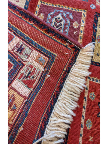 290 x 84 cm Persian Shahsavand Sumak Tribal Red Rug - Rugoutlet