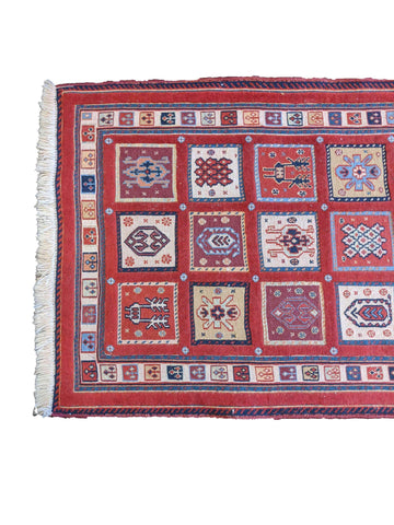 290 x 84 cm Persian Shahsavand Sumak Tribal Red Rug - Rugoutlet