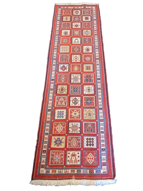 290 x 84 cm Persian Shahsavand Sumak Tribal Red Rug - Rugoutlet