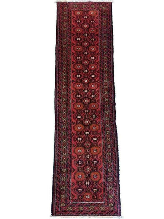 292 x 58 cm Persian Baluch Traditional Red Rug - Rugoutlet