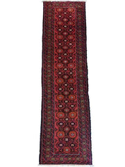 292 x 58 cm Persian Baluch Traditional Red Rug - Rugmaster