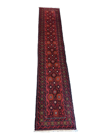 292 x 58 cm Persian Baluch Traditional Red Rug - Rugoutlet