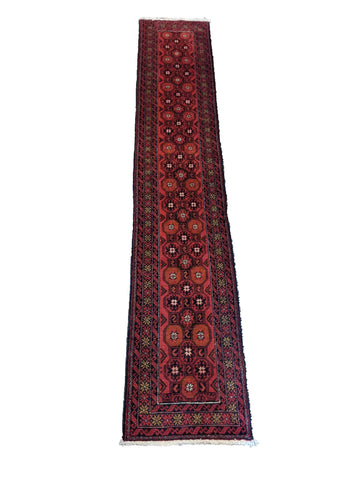 292 x 58 cm Persian Baluch Traditional Red Rug - Rugoutlet