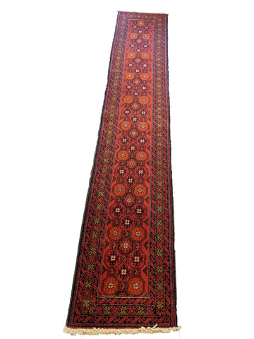 292 x 58 cm Persian Baluch Traditional Red Rug - Rugoutlet