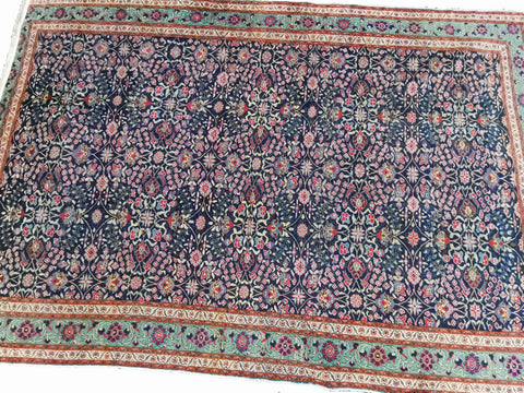 293 x 197 cm Old Anatolian Turquoise, and Blue Large Rug - Rugoutlet