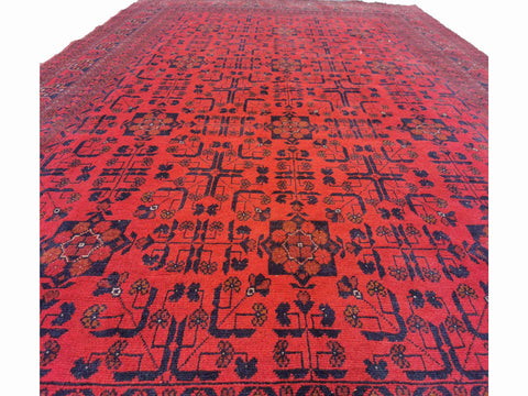 293 x 199 cm Afghan Khan Tribal Red Large Rug - Rugoutlet