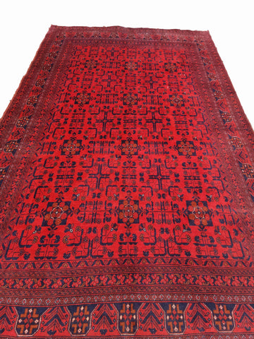 293 x 199 cm Afghan Khan Tribal Red Large Rug - Rugoutlet
