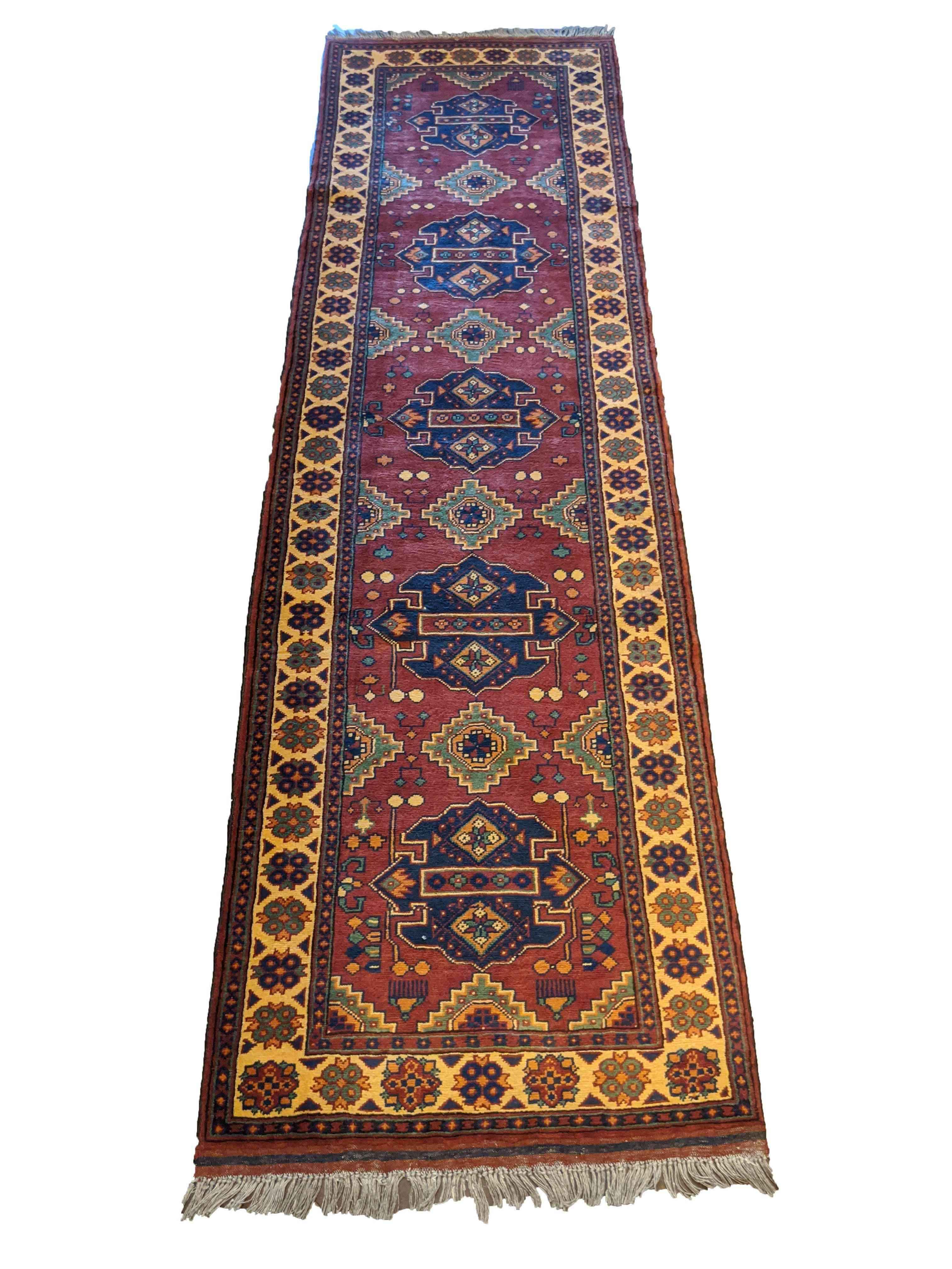 293 x 80 cm Fine Afghan Karegah Tribal Yellow Rug - Rugoutlet