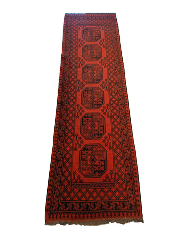 293 x 83 cm Red Afghan Tribal Red Rug - Rugoutlet