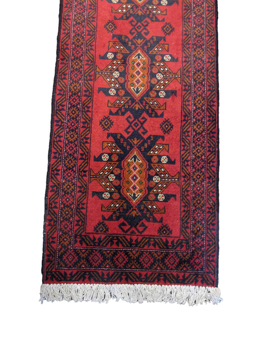 294 x 60 cm Persian Baluch Traditional Red Rug - Rugmaster