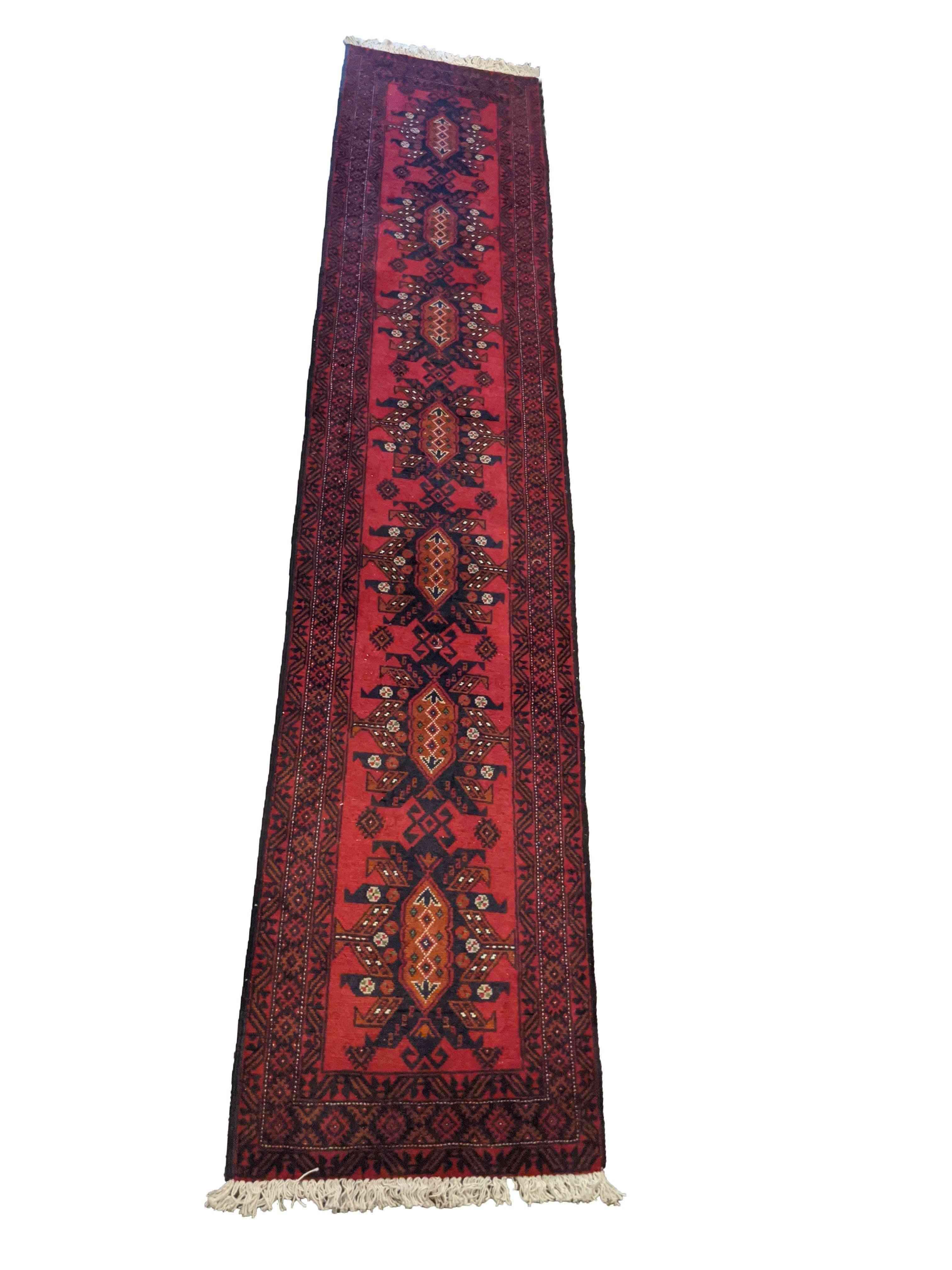 294 x 60 cm Persian Baluch Traditional Red Rug - Rugoutlet