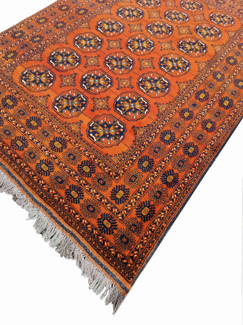 295 x 198 cm Afghan Khan Traditional Orange Large Rug - Rugmaster