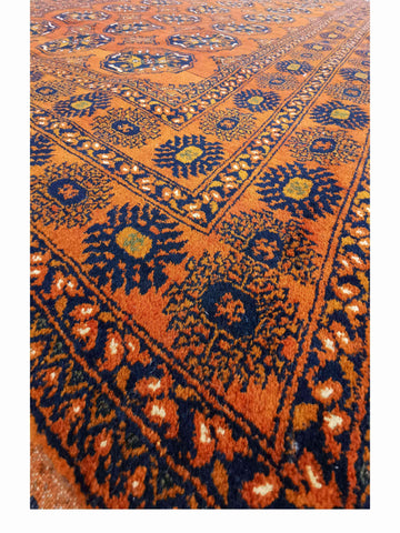 295 x 198 cm Afghan Khan Traditional Orange Large Rug - Rugmaster