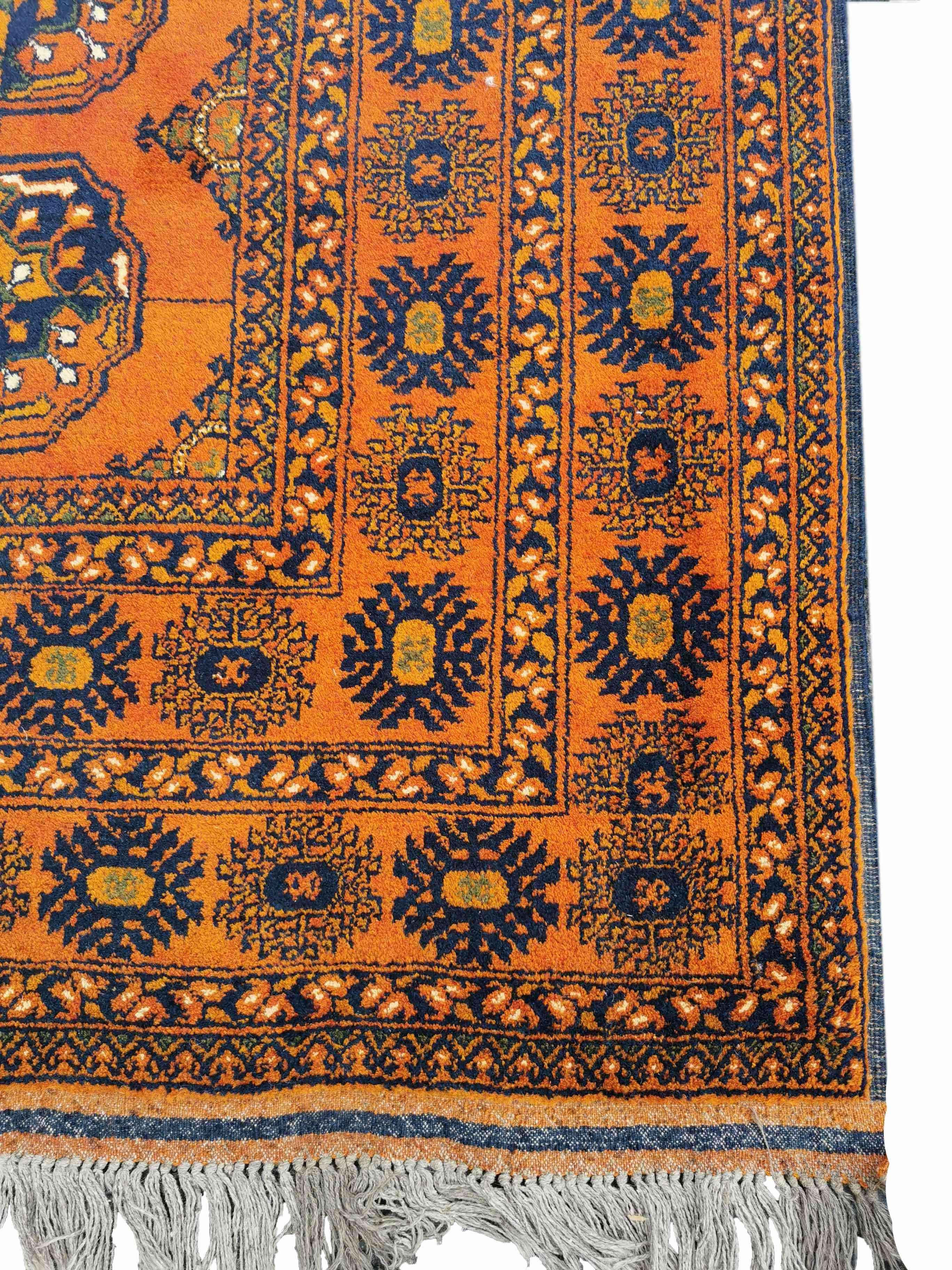 295 x 198 cm Afghan Khan Traditional Orange Large Rug - Rugmaster