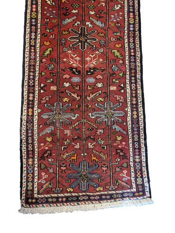 295 x 69 cm Persian Karajeh Traditional Red Rug - Rugoutlet