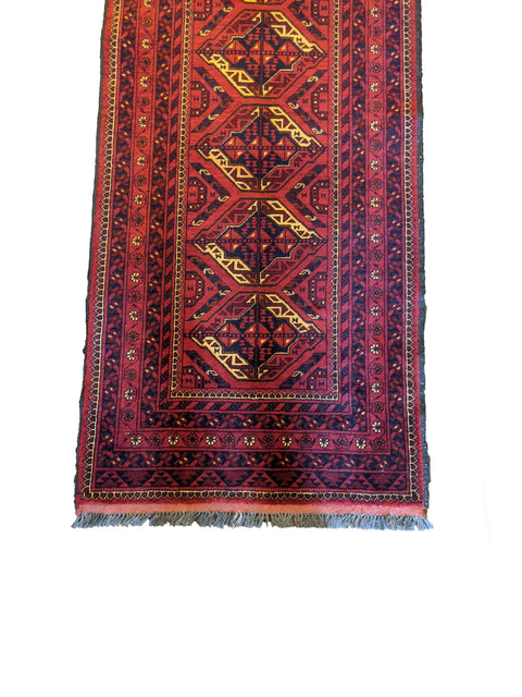 295 x 82 cm Afghan Khan mohammadi Tribal Red Rug - Rugoutlet