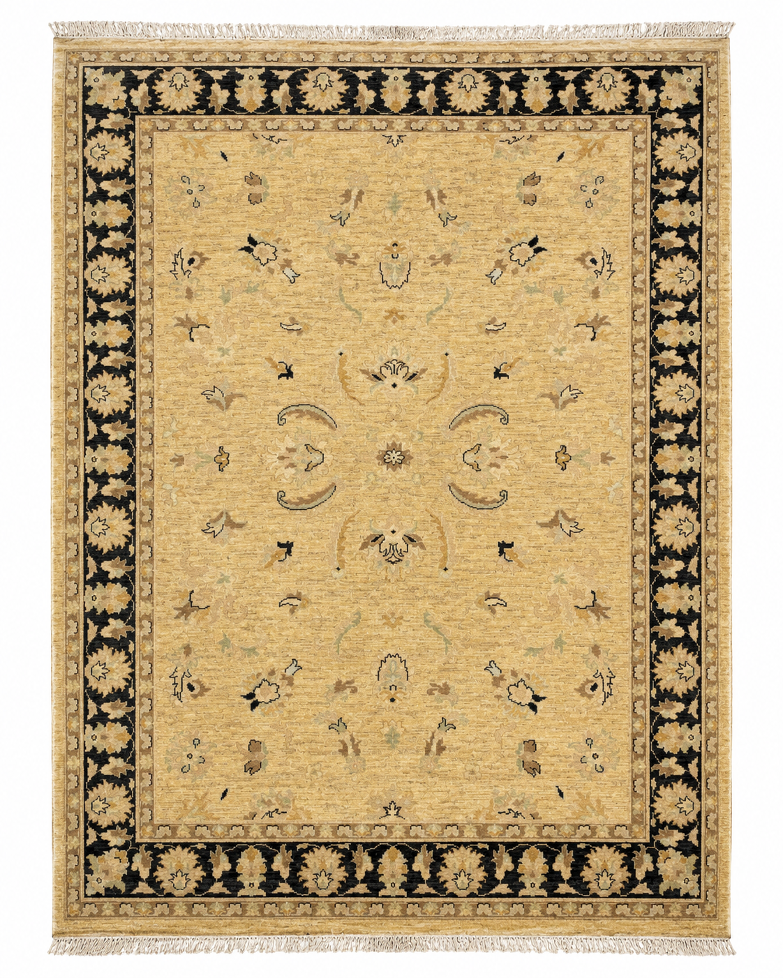 Handmade Ziegler Wool Rug 240x170 cm – Beige & Black Rug