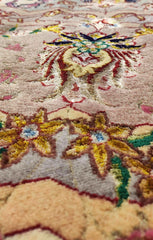 300 D Fine Persian Tabriz Red Round Yellow Rug - Rugoutlet