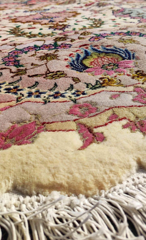 300 D Fine Persian Tabriz Red Round Yellow Rug - Rugoutlet