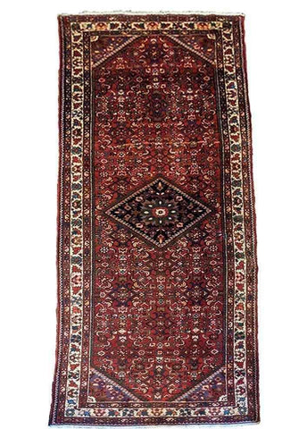 300 x 108 cm Persian Hamadan Red Traditional Brown Rug - Rugoutlet