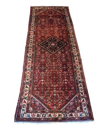 300 x 108 cm Persian Hamadan Red Traditional Brown Rug - Rugoutlet