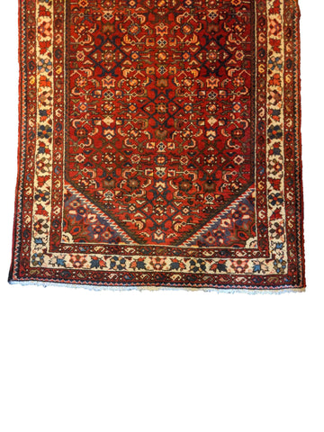 300 x 108 cm Persian Hamadan Red Traditional Brown Rug - Rugoutlet
