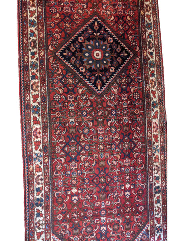 300 x 108 cm Persian Hamadan Red Traditional Brown Rug - Rugoutlet