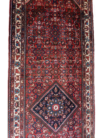 300 x 108 cm Persian Hamadan Red Traditional Brown Rug - Rugoutlet