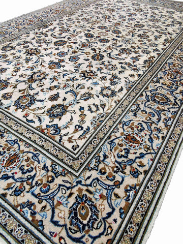 300 x 195 cm Kashan Traditional Beige Large Rug - Rugoutlet