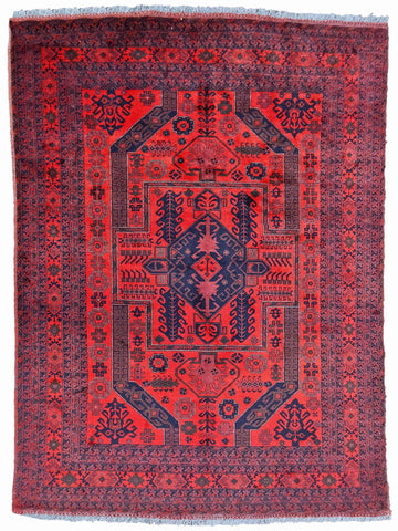 300 x 200 cm Afghan Khan Tribal Tribal Red Large Rug - Rugoutlet