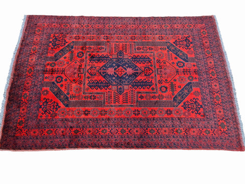 300 x 200 cm Afghan Khan Tribal Tribal Red Large Rug - Rugoutlet