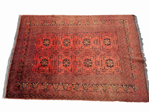 300 x 200 cm Afghan Khan Wool Tribal Red Large Rug - Rugmaster
