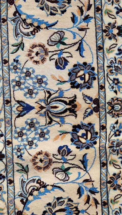 300 x 200 cm Fine Persian Nain Black floral Traditional Black Large Rug - Rugoutlet