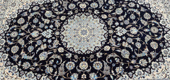 300 x 200 cm Fine Persian Nain Black floral Traditional Black Large Rug - Rugoutlet