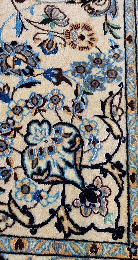 300 x 200 cm Fine Persian Nain Black floral Traditional Black Large Rug - Rugoutlet