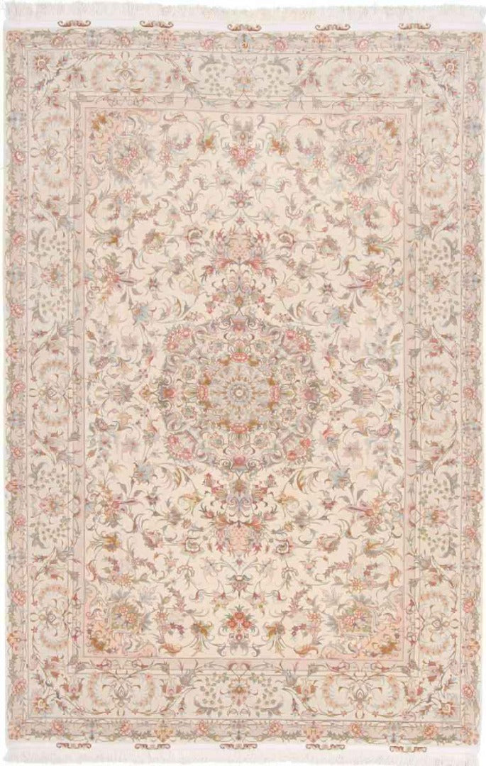 300 x 200 cm Fine Persian Tabriz Beige Large Rug - Rugoutlet