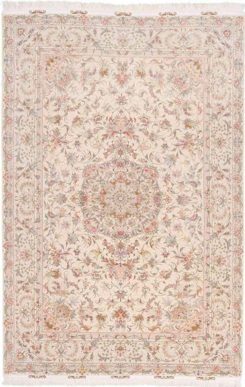 300 x 200 cm Fine Persian Tabriz Beige Large Rug - Rugoutlet