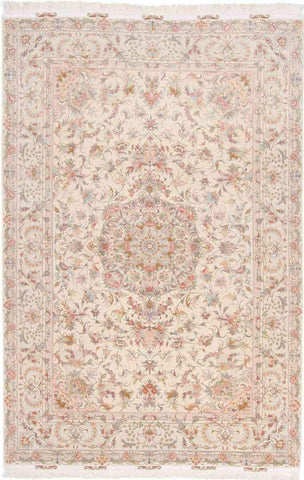 300 x 200 cm Fine Persian Tabriz Beige Large Rug - Rugoutlet