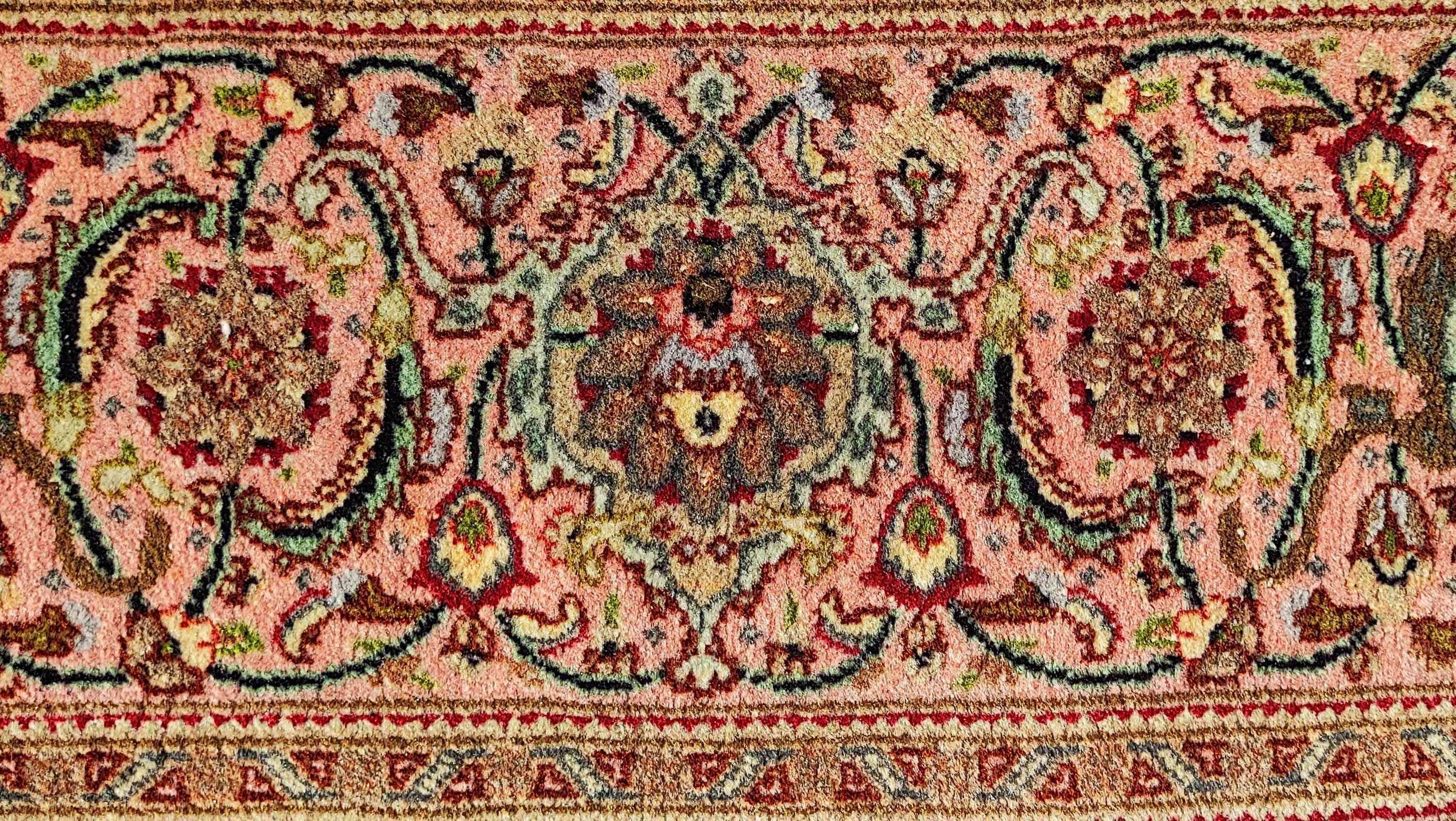 300 x 200 cm Fine Persian Tabriz Floral Geometric Pink Large Rug - Rugoutlet