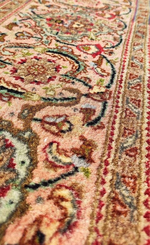 300 x 200 cm Fine Persian Tabriz Floral Geometric Pink Large Rug - Rugoutlet