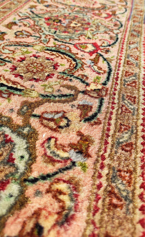 300 x 200 cm Fine Persian Tabriz Floral Geometric Pink Large Rug - Rugoutlet
