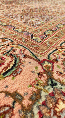 300 x 200 cm Fine Persian Tabriz Floral Geometric Pink Large Rug - Rugoutlet