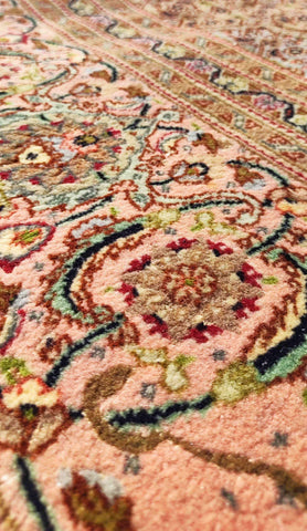 300 x 200 cm Fine Persian Tabriz Floral Geometric Pink Large Rug - Rugoutlet