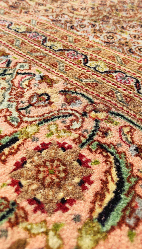 300 x 200 cm Fine Persian Tabriz Floral Geometric Pink Large Rug - Rugoutlet
