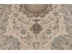 300 x 200 cm Fine Persian Tabriz Silk & wool Traditional Beige Large Rug - Rugoutlet