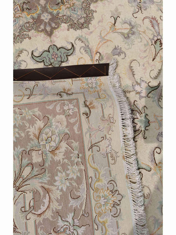300 x 200 cm Fine Persian Tabriz Silk & wool Traditional Beige Large Rug - Rugoutlet