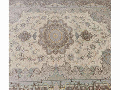 300 x 200 cm Fine Persian Tabriz Silk & wool Traditional Beige Large Rug - Rugmaster
