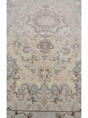 300 x 200 cm Fine Persian Tabriz Silk & wool Traditional Beige Large Rug - Rugoutlet