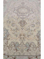 300 x 200 cm Fine Persian Tabriz Silk & wool Traditional Beige Large Rug - Rugoutlet