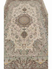 300 x 200 cm Fine Persian Tabriz Silk & wool Traditional Beige Large Rug - Rugmaster